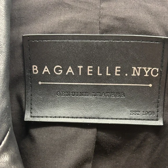 Bagatelle Black Leather Moto Jacket with Silver Accents - Picture 2 of 5